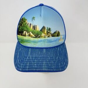 PrAna Tropical Oasis Island SnapBack Adjustable Trucker Hat Cap Blue‎